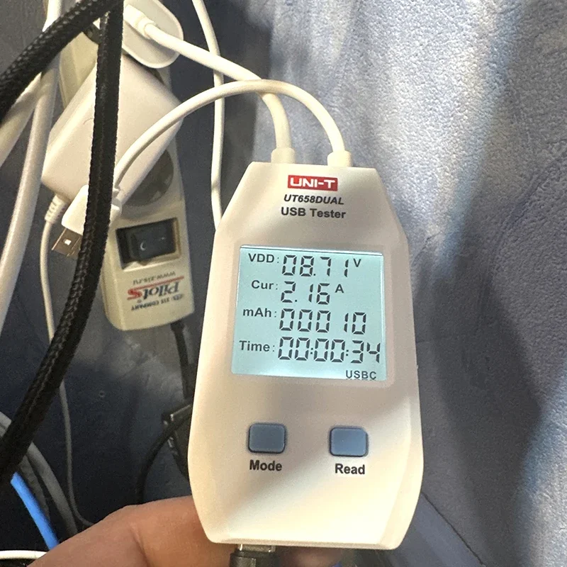 UNI-T UT658 USB Tester Charger Type A/C Interface Mobile Fast Charge Current Capacity Energy Resistance Tester USB Power Meter