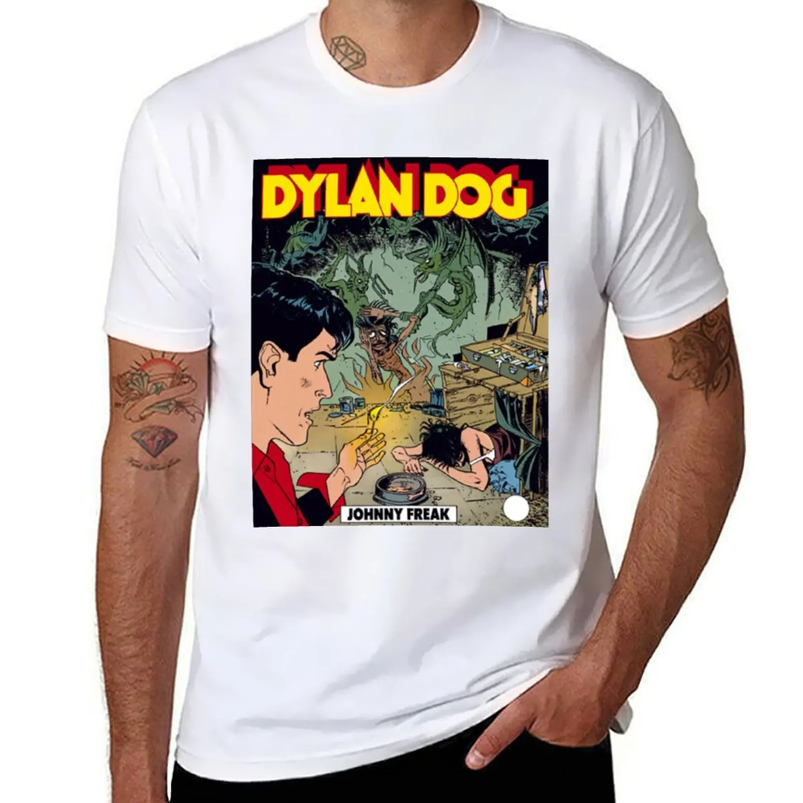 Camiseta DYLAN DOG, roupas de verão, preto sublime, roupas masculinas de peso pesado