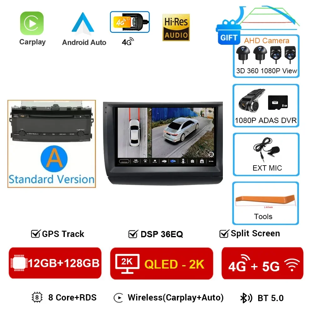 Carplay Autoradio 2 din Android 16 Voor Toyota Prius 20 2003-2009 Autoradio Multimedia Video Player GPS navigatie Stereo BT HU