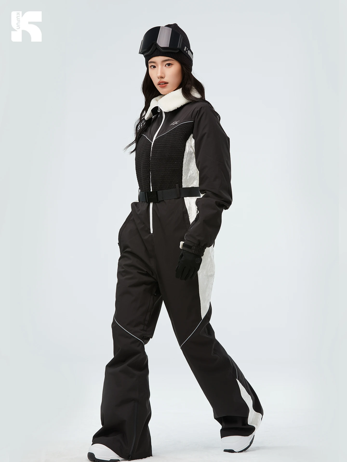 

KUFUN Ski Wear Jumpsuit Outfit Lady Waterproof Overall Thick Snowboard One-piece Windproof Snow Sport Loose Woman Teenager