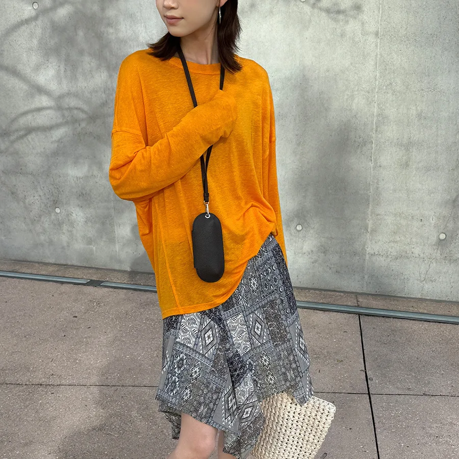 FANAN Women's Long Sleeve T-Shirt Summer Thin Sheer O-Neck Casual Loose Sun Protection Minimalist Back Print Streetwear Tee