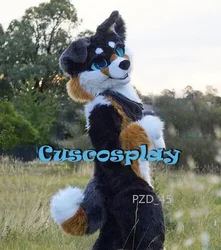 Christmas Black Brown Long Fur Husky Dog Fox Fursuit Mascot Costumes Cartoon Mascot Apparel Performance Carnival Adult Size Bi