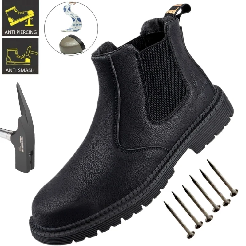 

Waterproof Boots Mens Safety Shoes With Steel Toe Puncture Proof Anti-smash Mens Outdoor Work Sneakers Construction Work Shoes