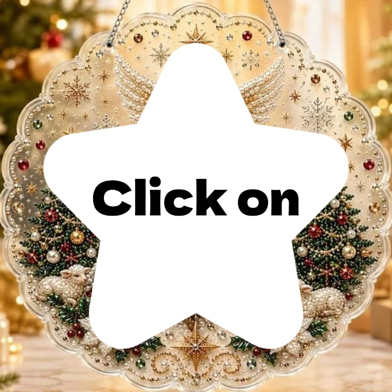 Christmas Nativity Scene Pearl Painting 2D Flat Acrylic Hanging Ornament With Holy Family Angel Lace Edge Decor Gift Supply