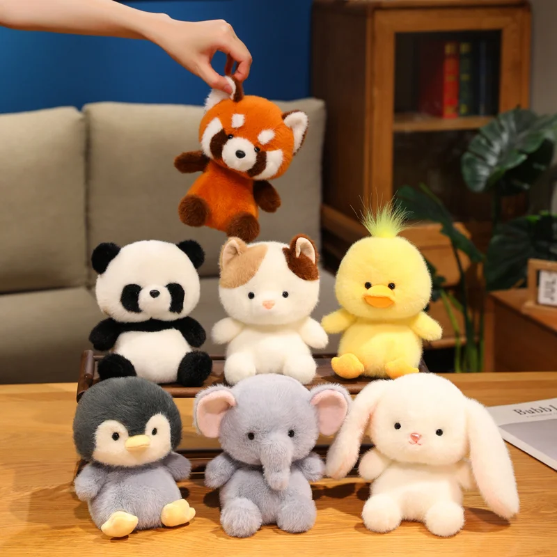 

Kawaii настольные домашние животные, плюшевые игрушки, пушистая мультяшная утка, кролик, панда, слон, пингвин, кукла, прекрасный офисный компаньон, красивый подарок