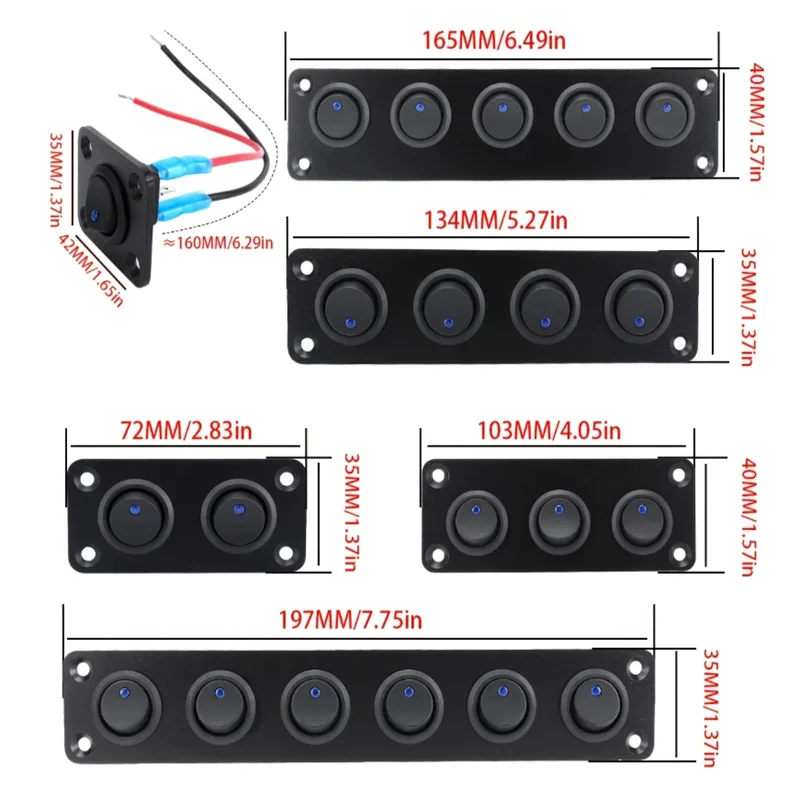 20A Blue Circular Joystick Switch Panel with 3-Pin Aluminum Waterproof 12V, Suitable for Cars, Trucks, Boats, RVs, Yachts, Etc