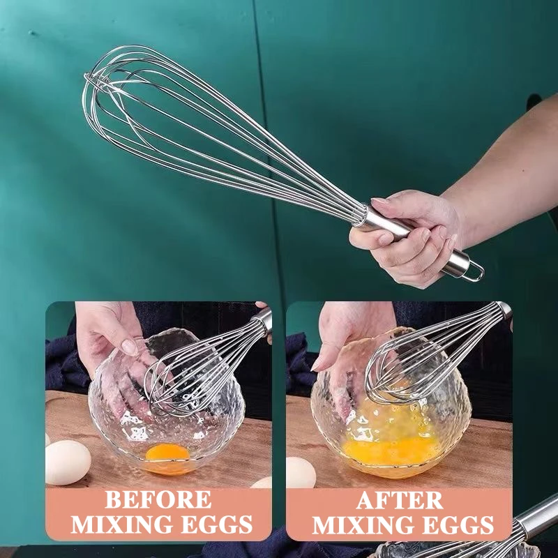 Stainless Steel Manual Egg Beater Egg Stick Mixer Egg Beater Cream Egg Baking Egg Mixing Artifact Household Baking Tools