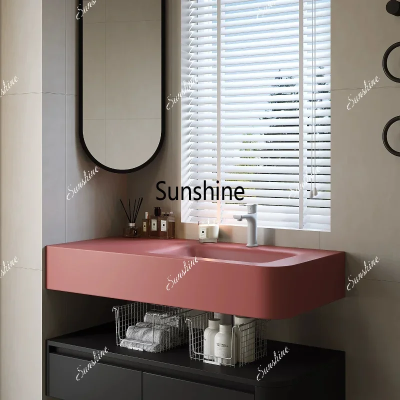 YIntegrated basin minimalist rounded corner bathroom cabinet combined bathroom hand washing customization