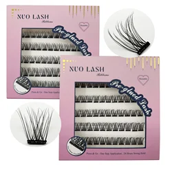 Ribbons Lashes Self Adhesive Cluster Lashes Press on No Glue Needed Pre-bond Reusable Glueless Extension Waterproof Private Logo