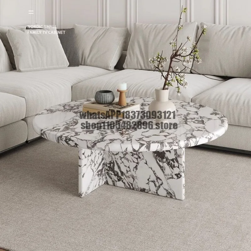 Customizable Natural Carrara Marble Coffee Table Modern Living Room Center Furniture Metal Frame Heavy Duty Durable Stone Sofa S
