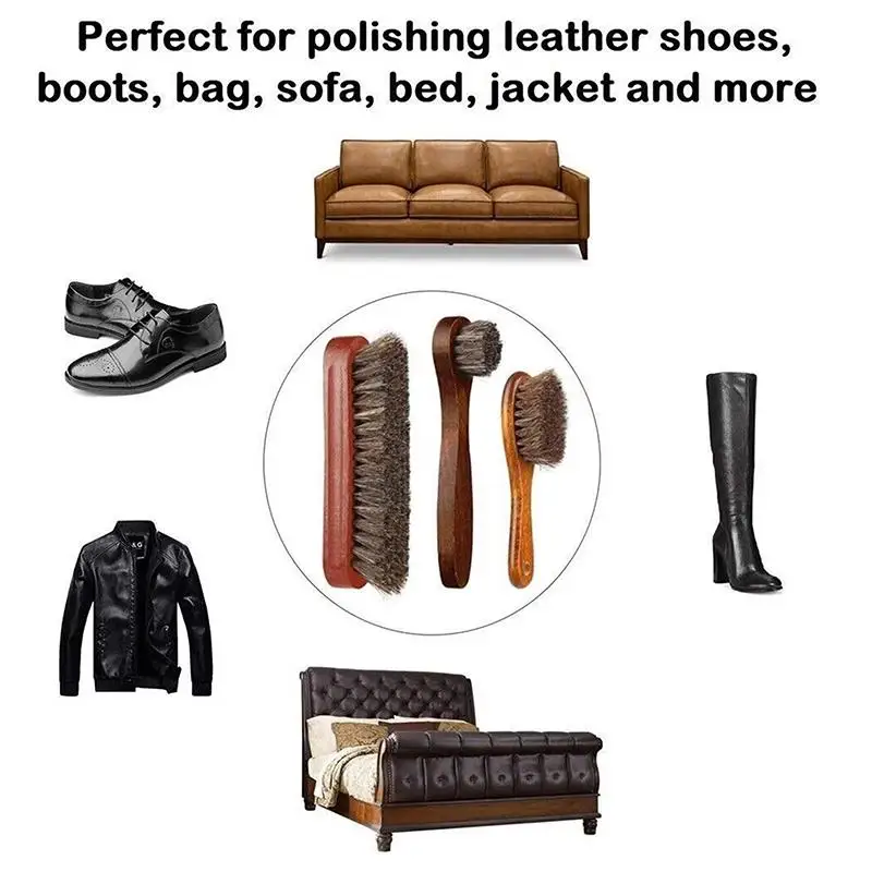 2/3-teiliges Pferdehaar-Schuhputz-Bürsten-Set, Polierapplikatoren, Reinigungsbürsten für Lederschuhe und Stiefel, Wildleder-Reinigungsbürste – Detail 5