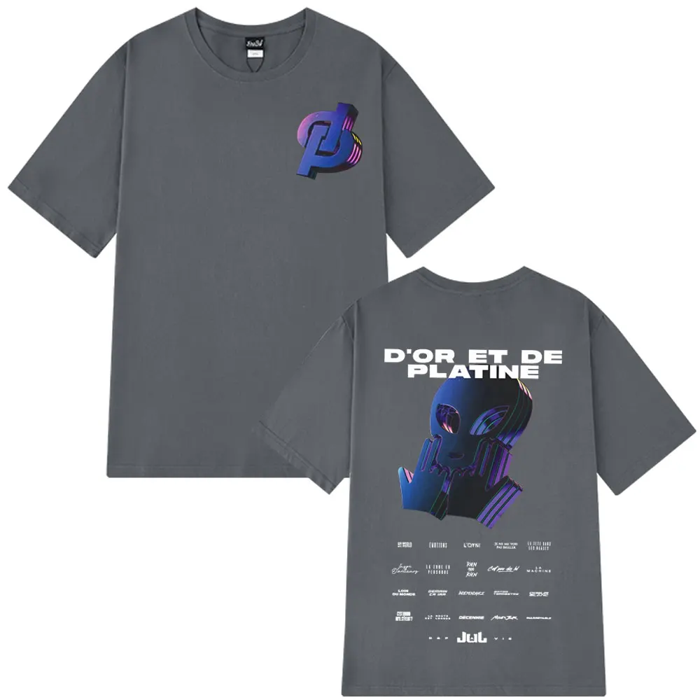 فرنسا مغني الراب يوليو جولة ميرش القوطية الشرير تي شيرت الرجال النساء الملابس موضة الهيب هوب تي شيرت عادية القطن المتضخم تي شيرت #3