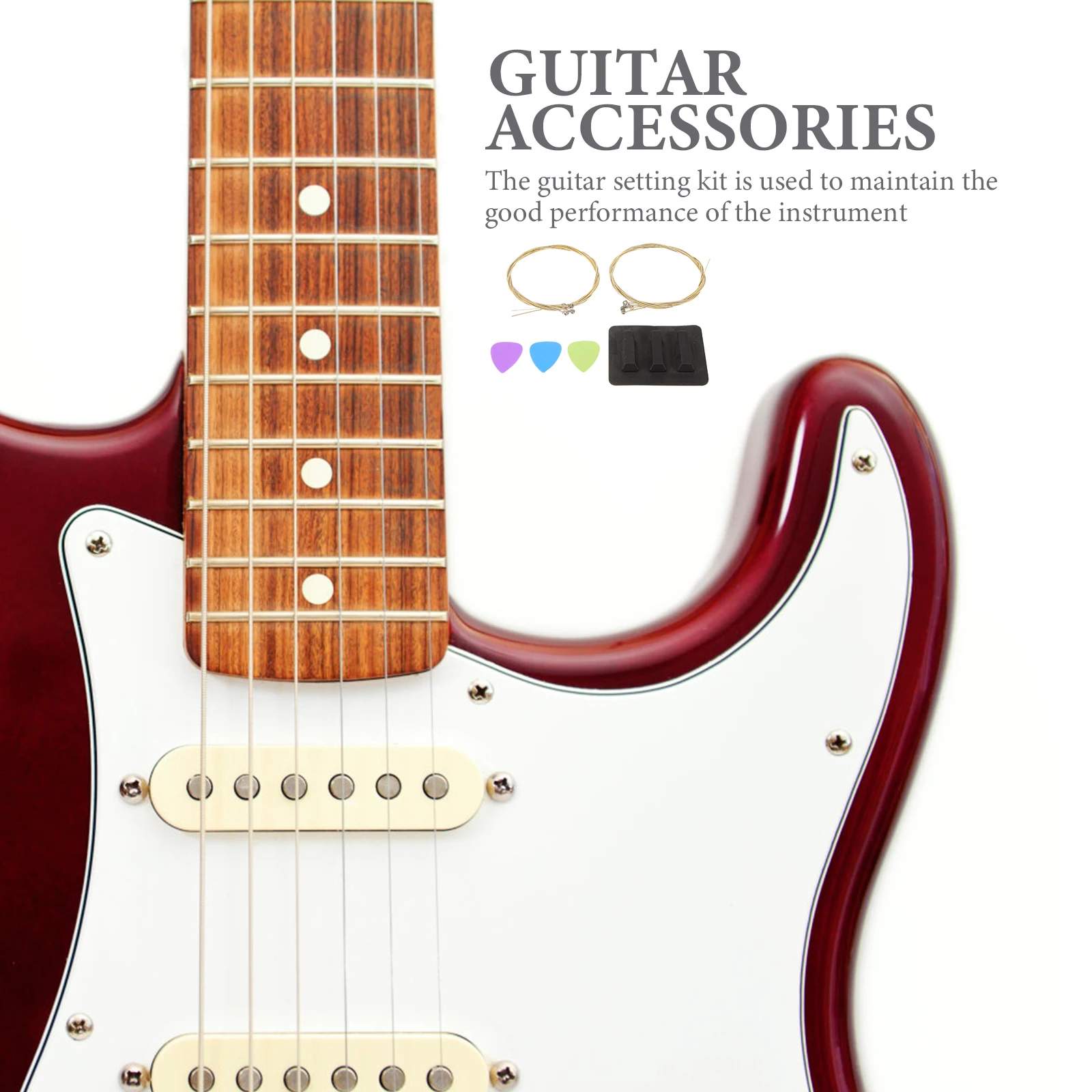 

1 Set Guitar Maintenance Kit Tools Accessories Wool Picks Strings Mute For Tuning Easy Carry Universal Compatible