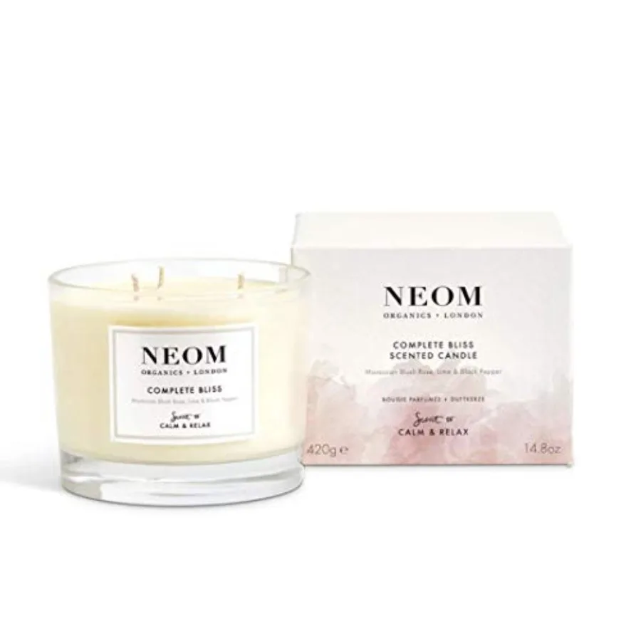 - Complete Bliss Scented Candle 3 Wick Blush Rose Lime and Black Pepper Essential Oil Aromatherapy Candle Scent to De-Stress