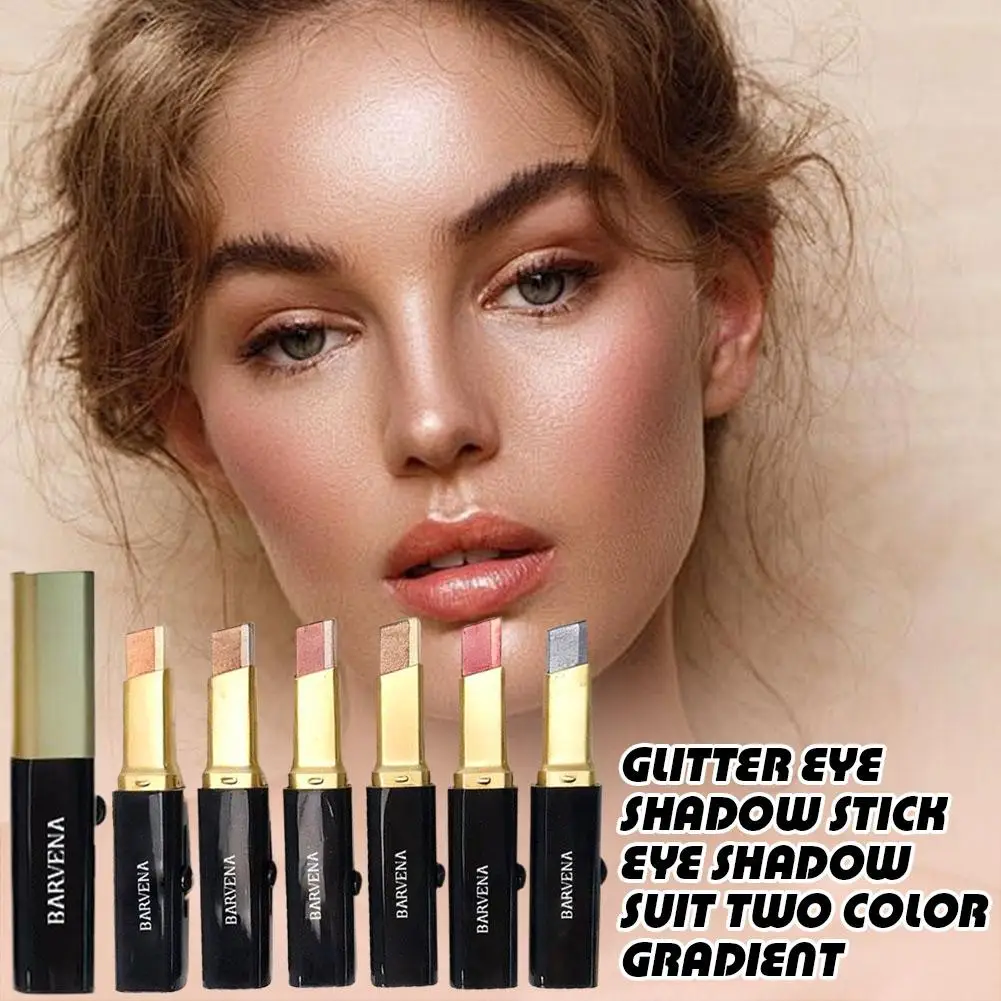 Dual Color Eyeshadow Stick Gradient Glitter Shimmer Eye Shadow Pen Waterproof Long Lasting Portable Makeup Cosmetic Tool