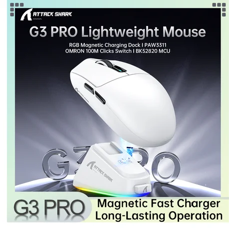 Souris de jeu sans fil G3 Pro Mode-capteur PAW3311, 2.4G/Bluetooth/filaire, souris ultra légère ergonomique pour les jeux sur PC/ordinateur portable