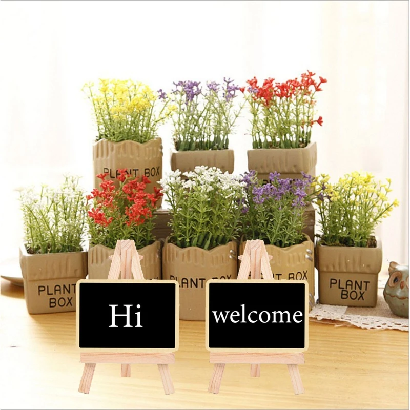 Mini Chalkboard Sign Collapsible Wooden Easel Table Number Sign Food Name Label Tabletop Message Board for Wedding Party