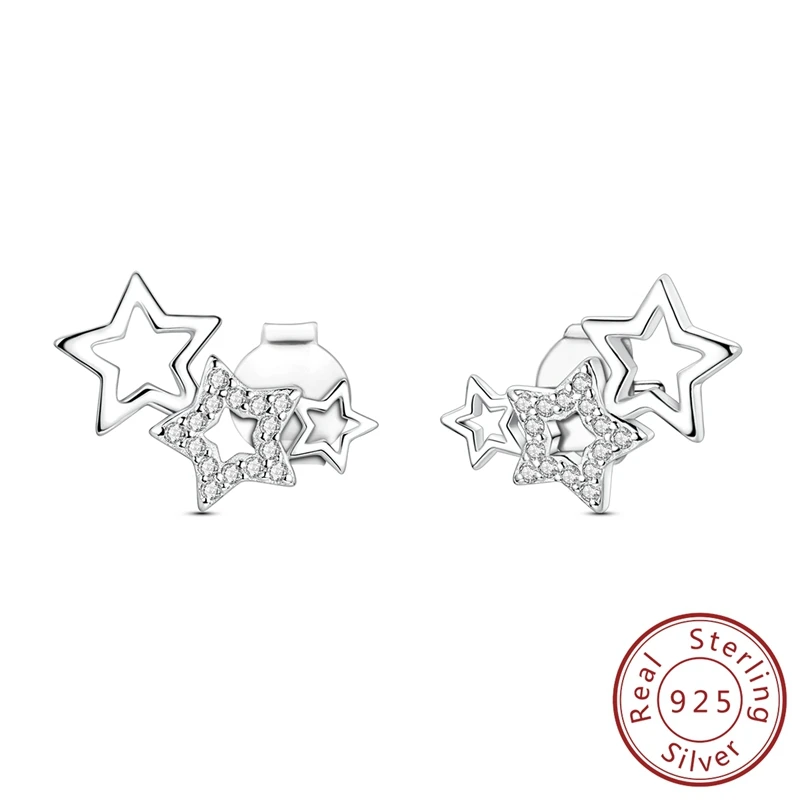 

Blind-blind 100% 925 Sterling Silver Sparkling Star Earrings For Beautiful and Elegant Jewelry Gift