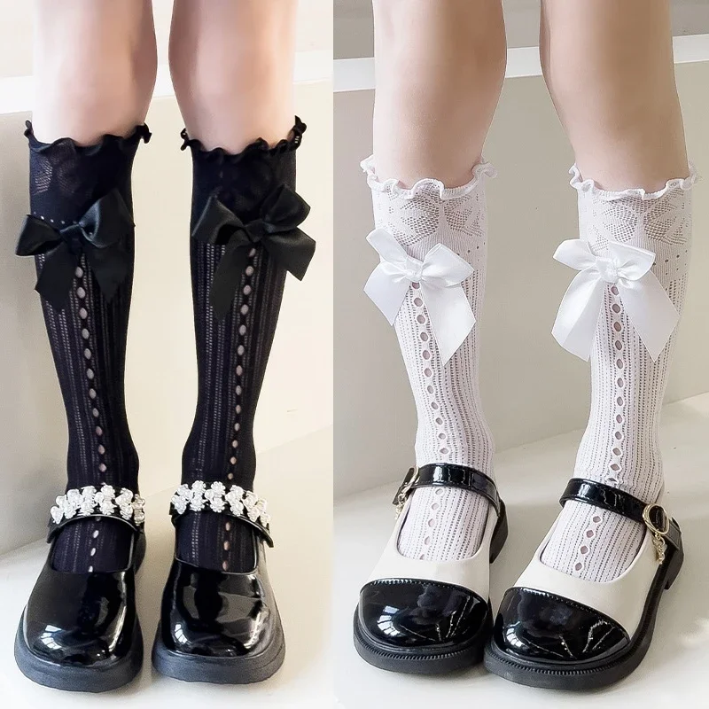 Baby Lente Zomer Dunne Lolita Sok Strik Kousen Meisje Lange Sokken School Uniform Prinses Kalf Sokken Kids Kniekousen