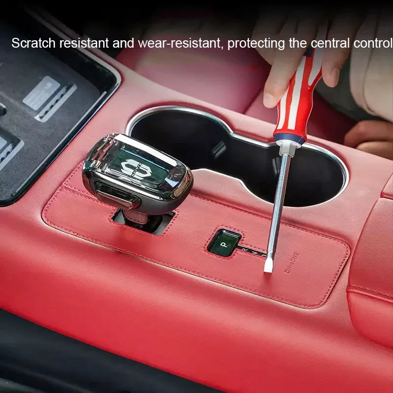 

For SERES AITO M5 2023-2025 Car Water Cup Holder Wireless Charging Silicone Pad Auto Central Control PU Leather Protector Cover