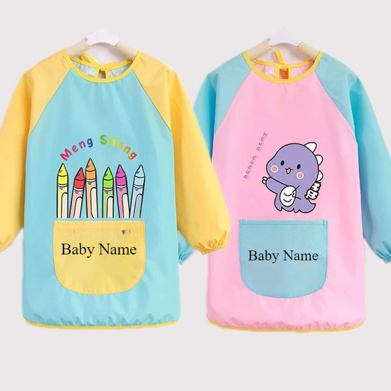 Custom Aprons for Kids Waterproof Long Sleeve Art Painting Smocks with Hood and Pockets for Kindergarten Boys and Girls
