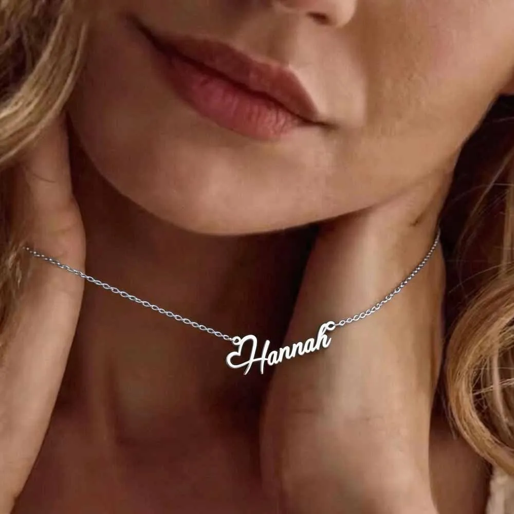 Custom Name Heart Letters Necklace Chocker Necklace For Women Personalized Nameplate Chain Stainless Steel Jewelry Gift