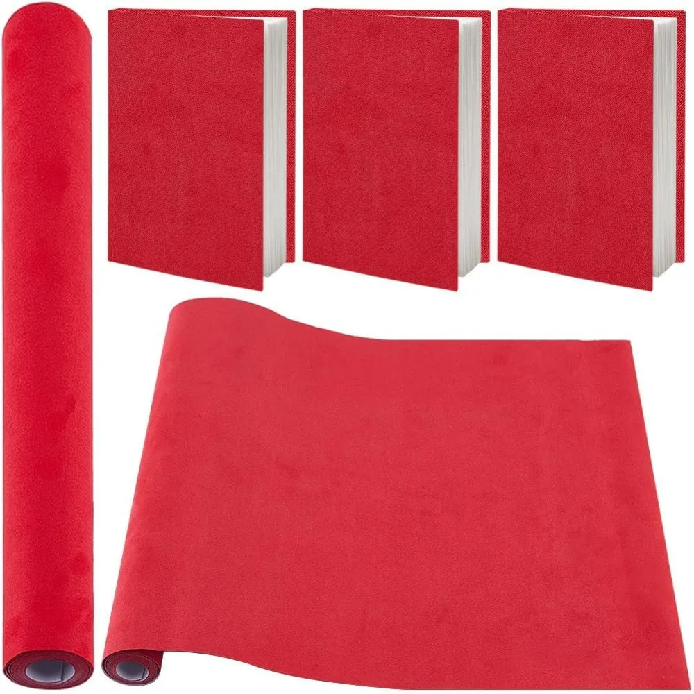 Book Cloth 51 x 11.8in Novel Binding Faux Suede Surface Paper Back Red Bookcover Wrapping for Notebook Album Scrapbooking