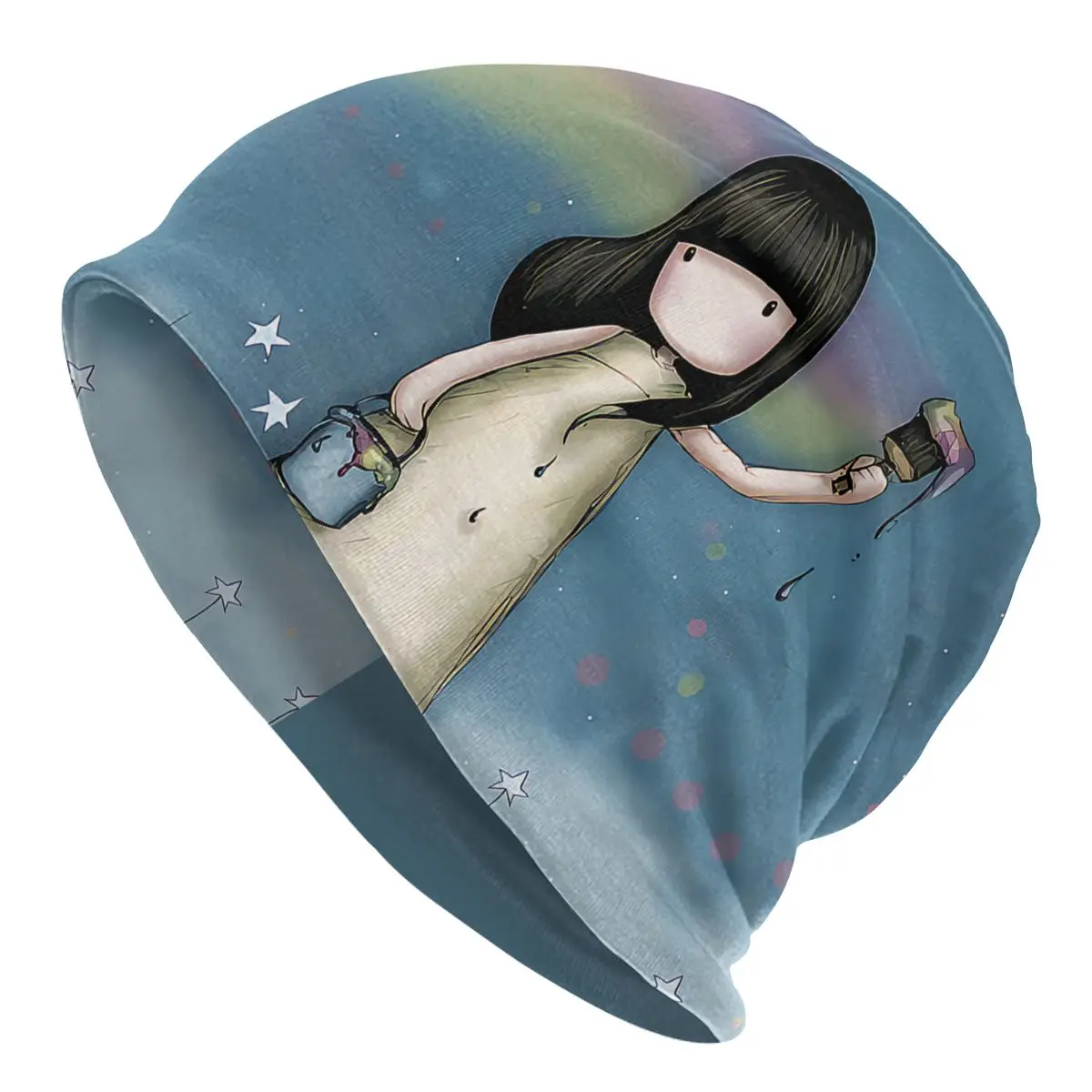 Santoro gorjuss מנגה בחורה חמודה rancibow גברים נשים דקות beanies רזה beanies אופניים כובע סקי כובע שכבה כפולה בד בונט