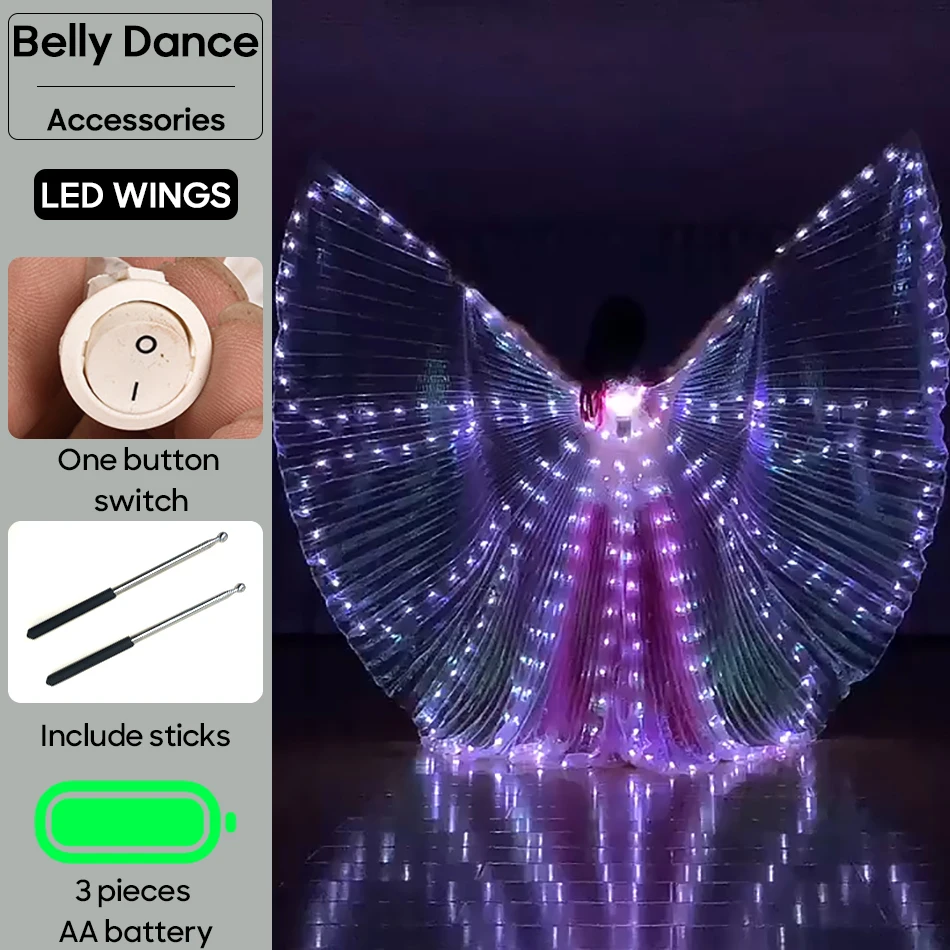 Belly Dance Accessories LED Wing Butterfly Wings White Light Use Battery For Adult Stage Performance Practice Photographic Props