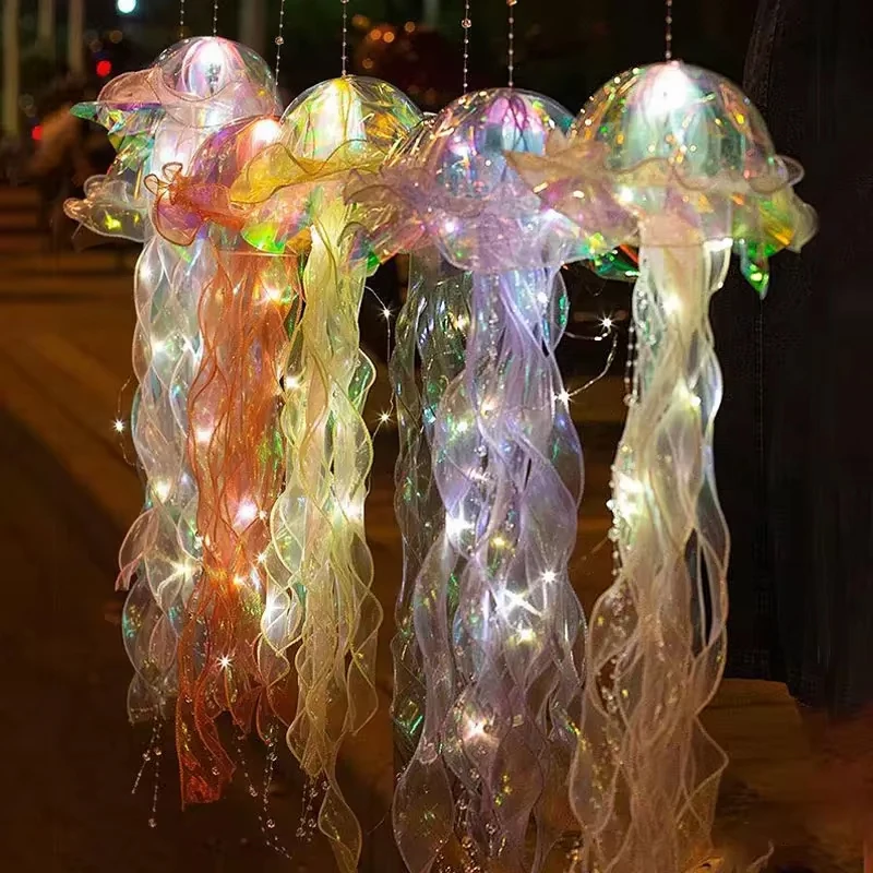 2024 New Gradient Jellyfish Light Decoration LED Light Festival Pendant Courtyard Lighting Handmade Light Small Night Light