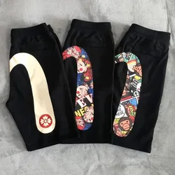 Pantalones cortos de pierna ancha para hombre, ropa de calle japonesa, Harajuku, Y2K, estampado personalizado, 2024