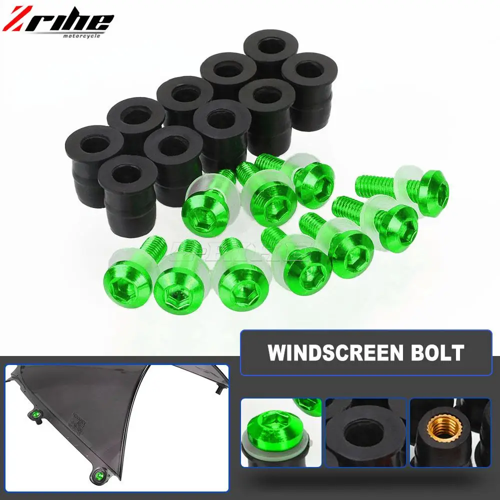 

M5 Windshield Bolt Windscreen Mounting Screw Washer Nut Universal For Kawasaki ZX-12R ZX12R ZZR1200 ZZR zzr 1200 zx12r ZRX1200