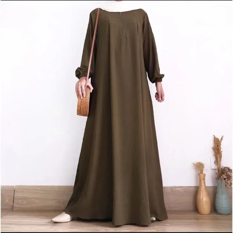 2024 New Middle East Islam Abaya Dress Solid Long Sleeve Zipper Abayas for Women IsIamic Outifits Dress Muslim Long Dress