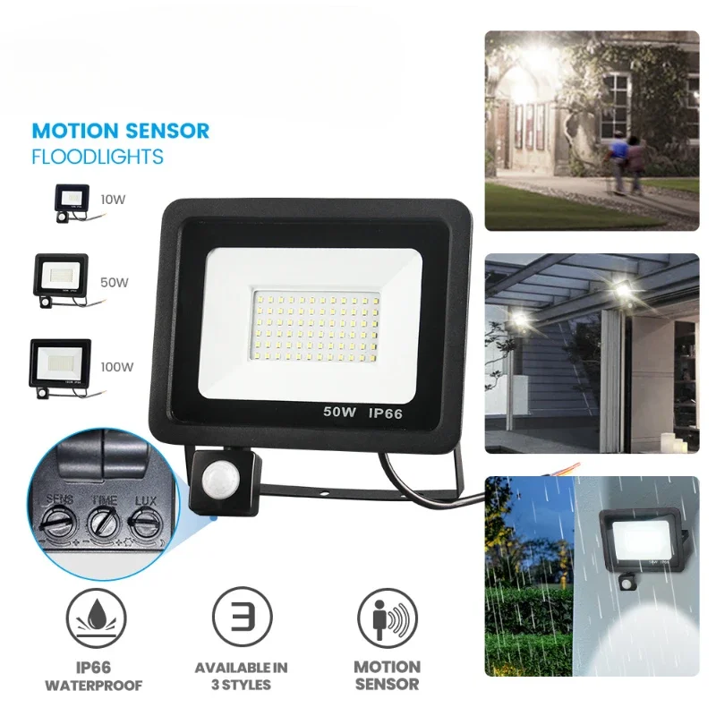 

IP66Water Proof Little Apple Version Full Tile Human Body Induction Flood Light 10W50W100W Outdoor LED Garden Light Garage Light