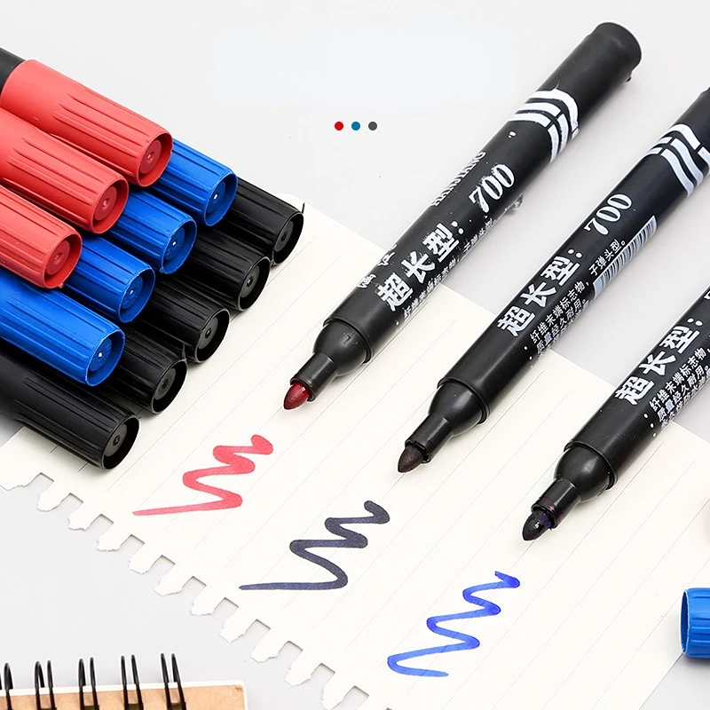 20 Black Red and Blue Big Head Thick Marker Pen Oily Quick-drying Super Hard Fiber Nib Writing Smooth Office School Supplies