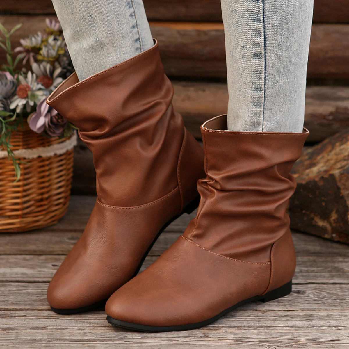 Botas de tornozelo femininas outono inverno nova moda elegante botas confortáveis casuais ao ar livre leve sapatos rasos