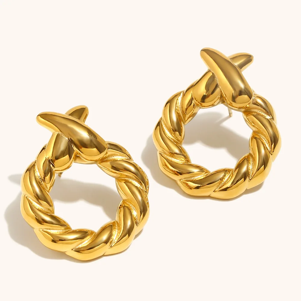 

Miranda Statement Stainless Steel Gold&Silver Geometric Circular Stud Earrings For Women Waterproof Anti Allergic Jewelry Gift