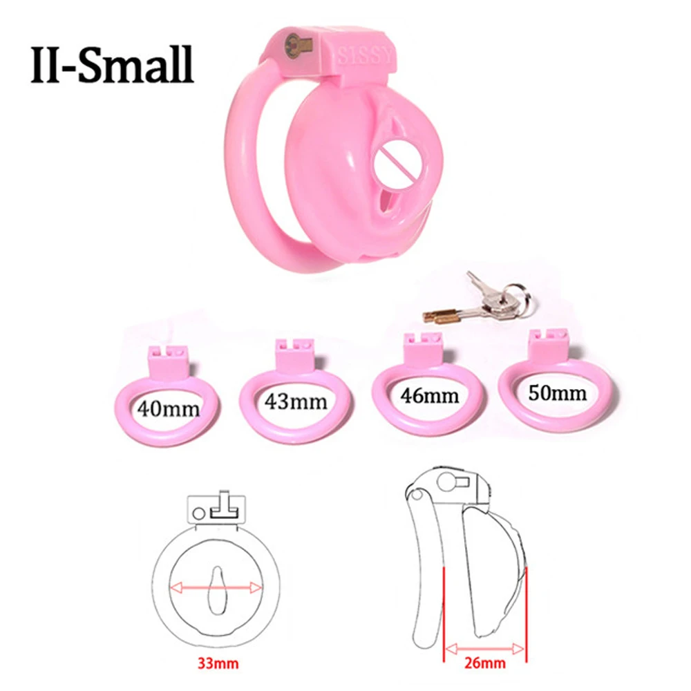 High Quality Sissy Pink Pink Pussy Chastity Cage Small cock ring With 4 penisring Bondage Lock Slave BDSM Cock Cage Gay Sextoy