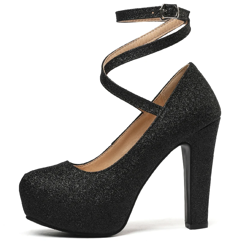 Platform Gold High Heels Women Pumps Shoes Spring Ankle Strap Silver Heeled Wedding Office Party Shoes Female Large Size 45 50
