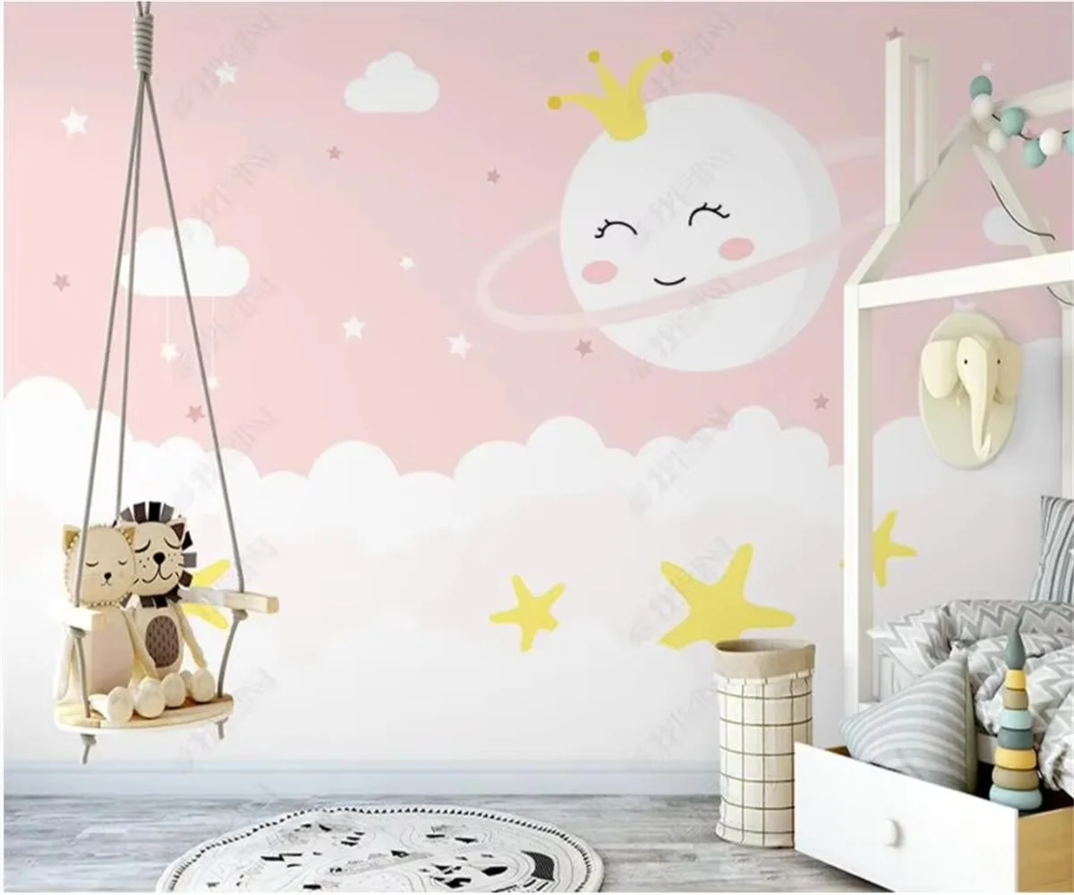 customized Large 3d Wallpaper Cartoon Hot air balloon cartoon animal Monkey giraffe Children's room Background Wall 3d wallpaper