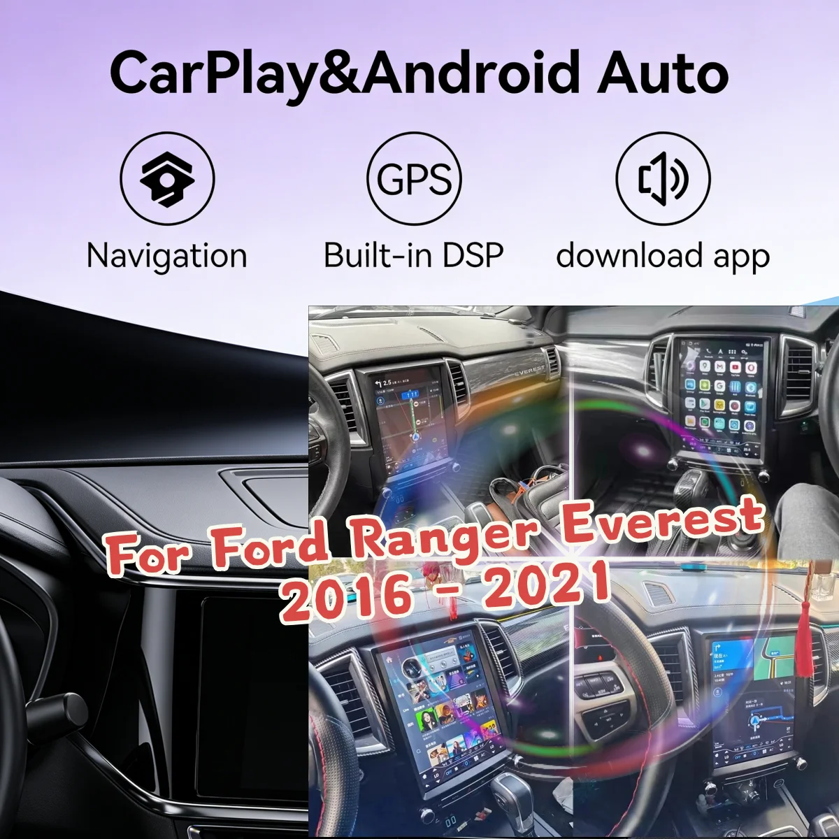 

12.1-дюймовая Android-автомагнитола для Ford Ranger Everest 2016-2021, сенсорный экран, GPS-навигация, мультимедийный проигрыватель, HD-магнитола, Bluetooth 5.0