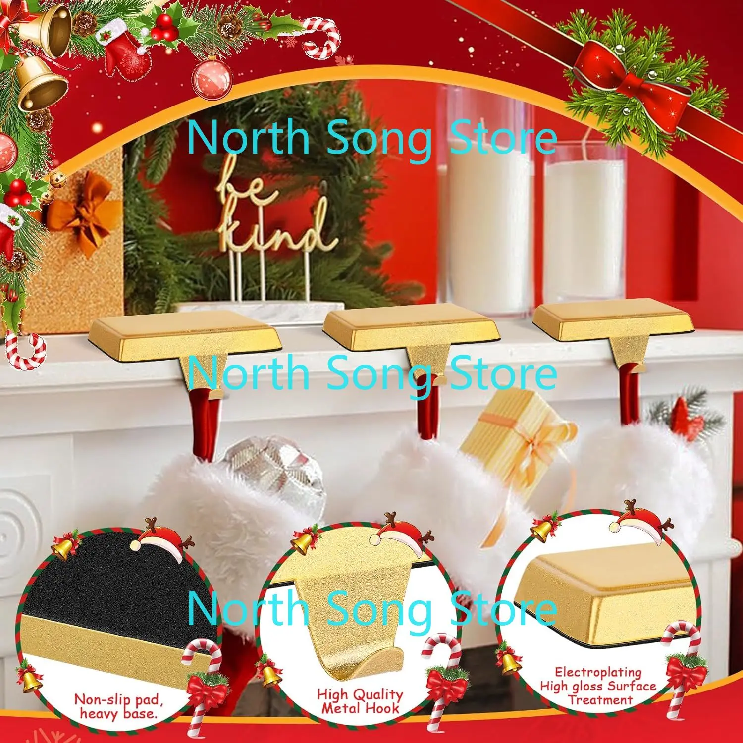 حاملات تخزين عيد الميلاد المعدنية لغطاءة شماعات تخزين شديدة التحمل وخطاف تخزين زينة عيد الميلاد لطاولات العداد #4