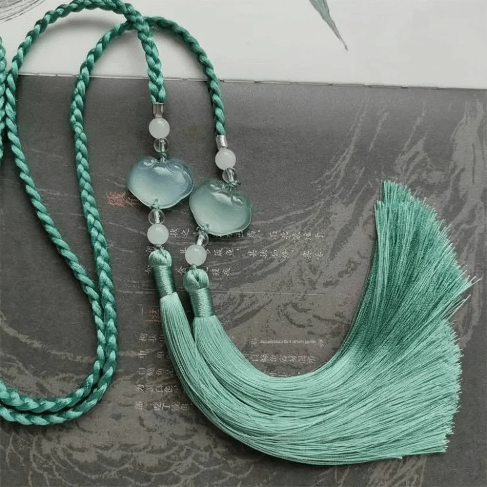 Cinturón de corte Hanfu sencillo con borlas verdes y colgante de cuello redondo, estilo cultural, accesorio de disfraz tradicional chino