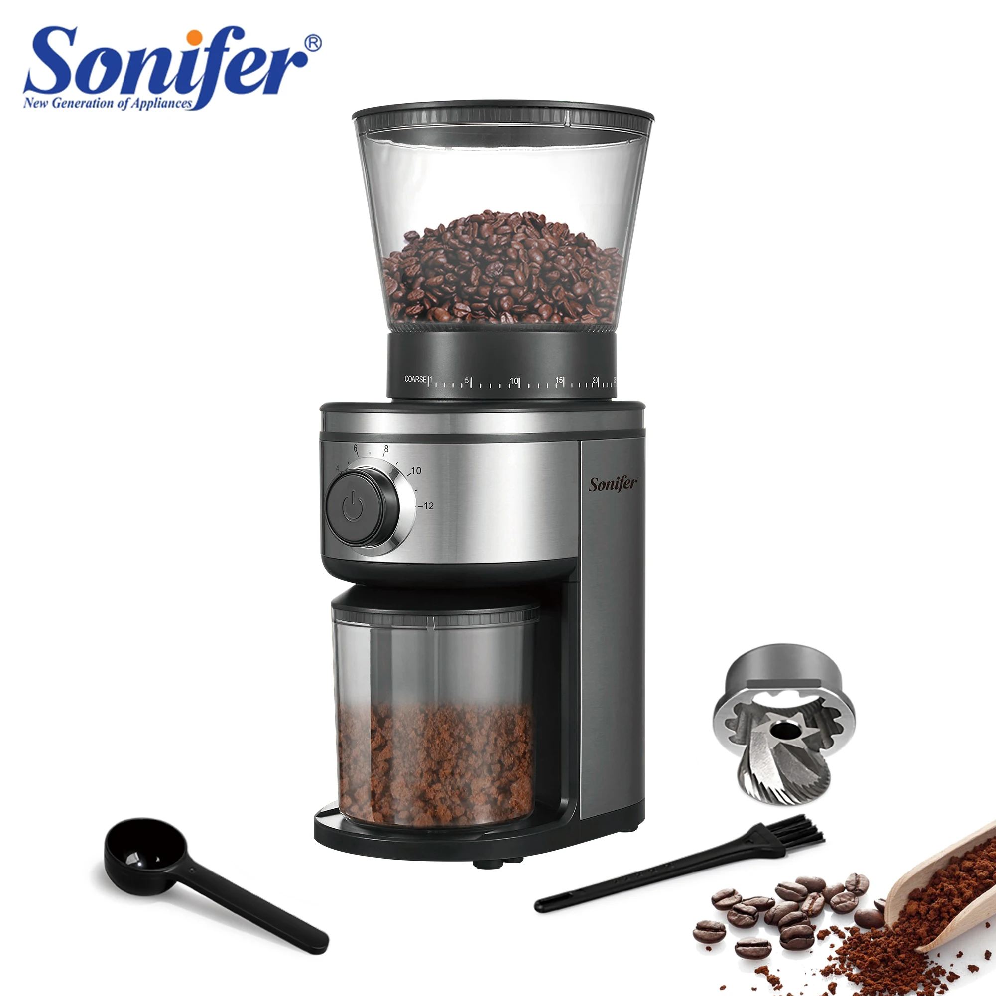 Sonifer Electric Coffee Grinder Cafe Grass Nuts Herbs Grains Pepper Tobacco Spice Flour Mill Coffee Beans Grinder Machine