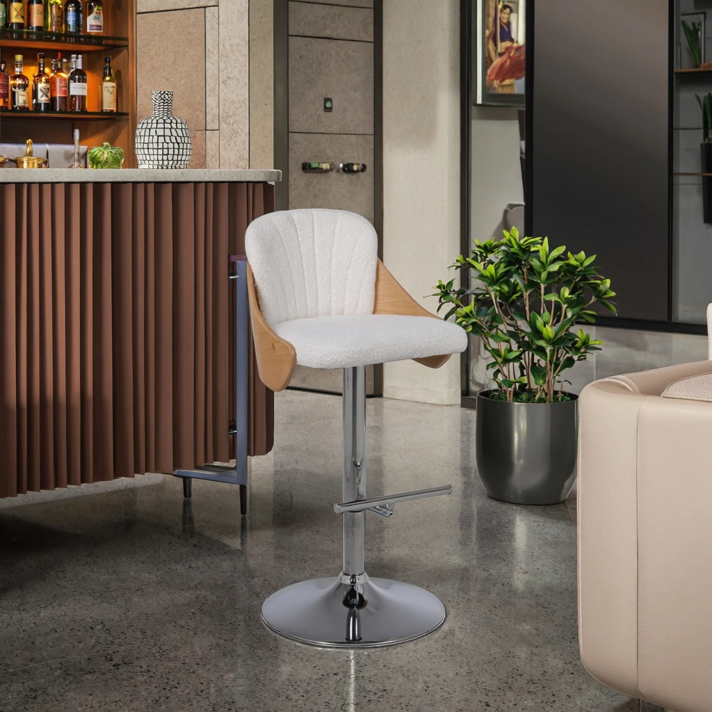 Modern European Bar Stool Simple and Elegant Swivel Back Chair for Dining for Front Desk and Cashier Use
