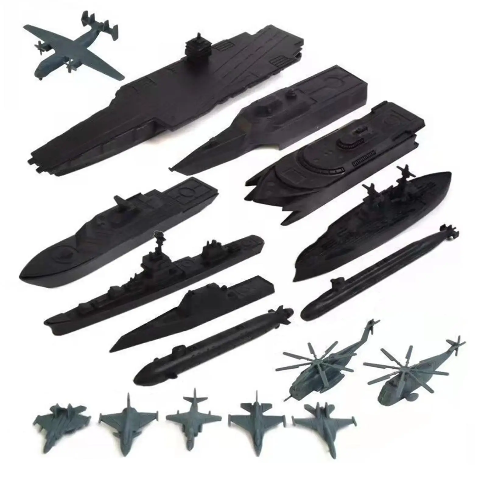 17x Navy Ship Toy with Small Scale Model Fighter Submarine Toy for Adult