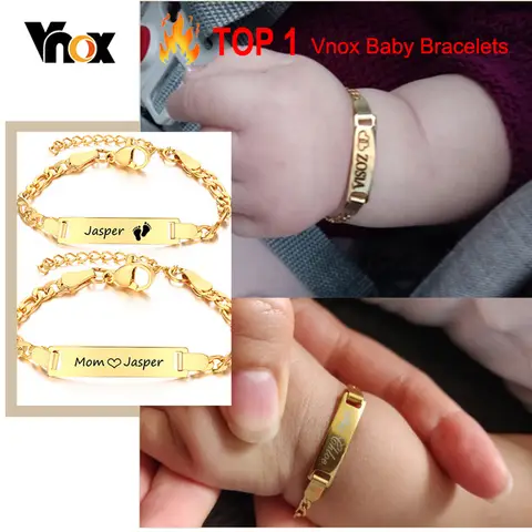Personalized Baby Name Bracelet Gold Tone VNOX