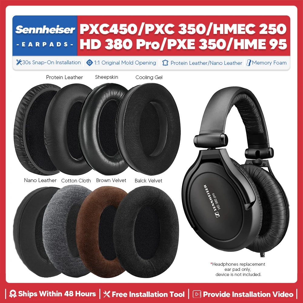 Almohadillas de repuesto para auriculares Sennheiser PXC450 PXC350 PXE350 HD380 Pro HME95 HMEC 250, accesorios de espuma viscoelástica