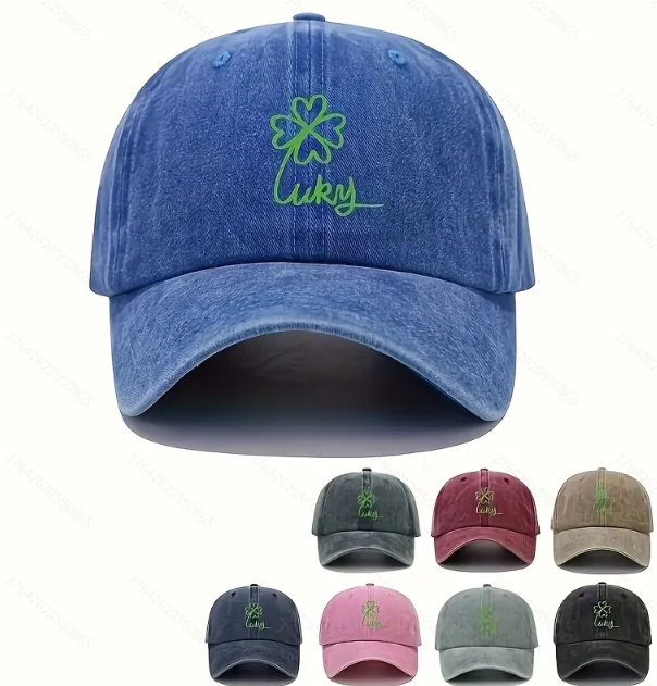 

Бейсболка Lucky Clover Washed для мужчин и женщин, парная, регулируемая, унисекс, винтажная, в стиле Dad Hat, с защитой от УФ-излучения, солнцезащитная