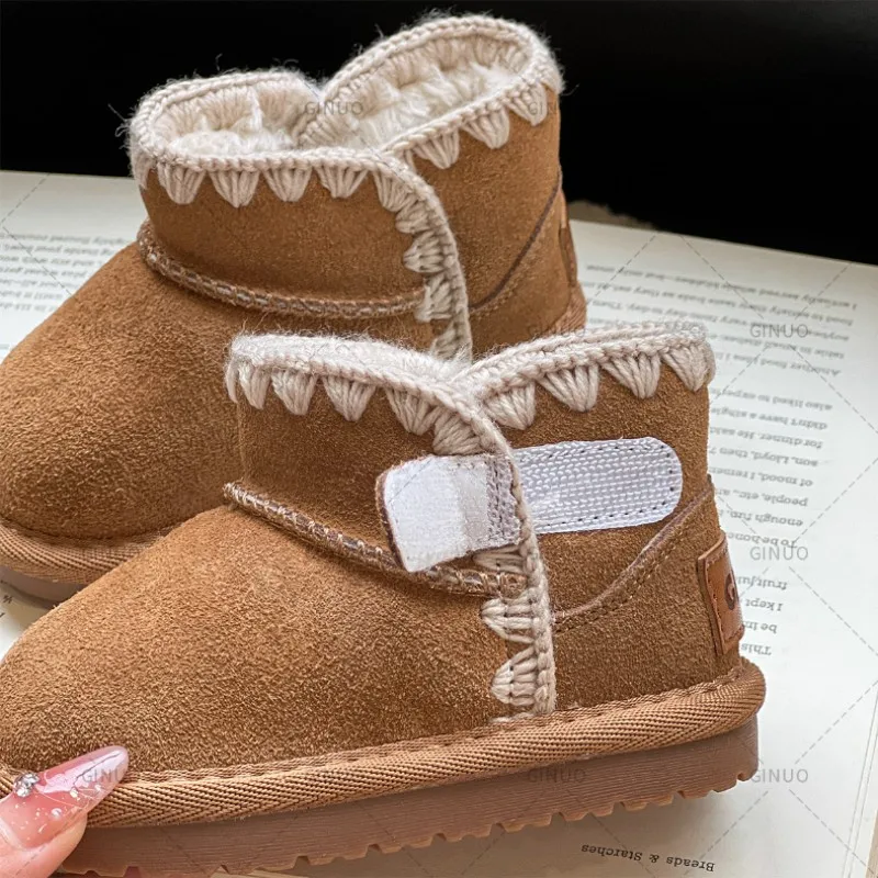 Novo inverno crianças botas de neve grosso de pelúcia quente meninas meninos botas antiderrapantes moda criança sapatos de bebê